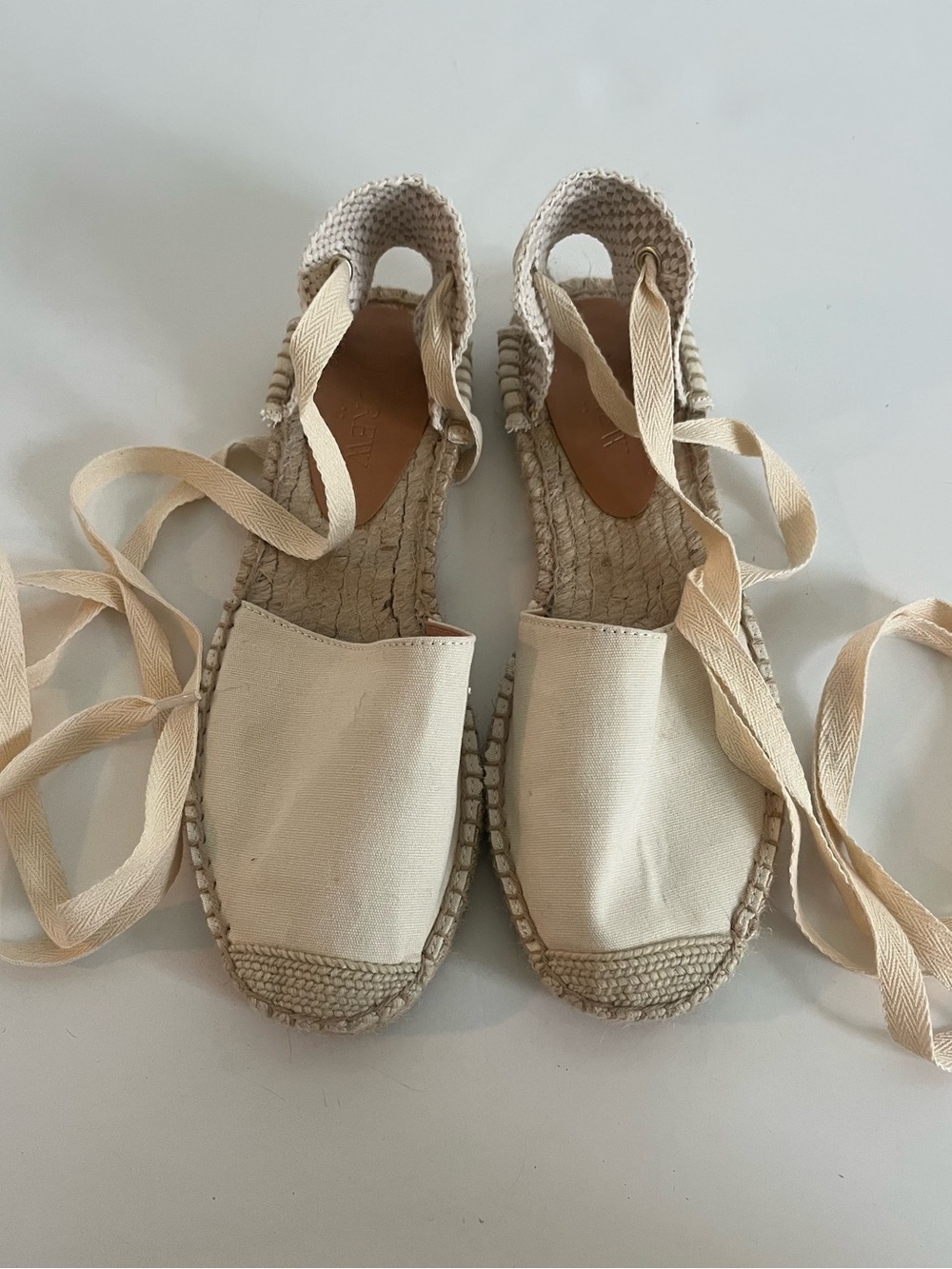 JCrew Canvas Espadrille Lace-Up Sandals in Cream Size 7